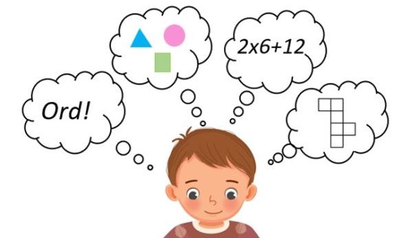 Elev som tänker på ord och matematiska formler